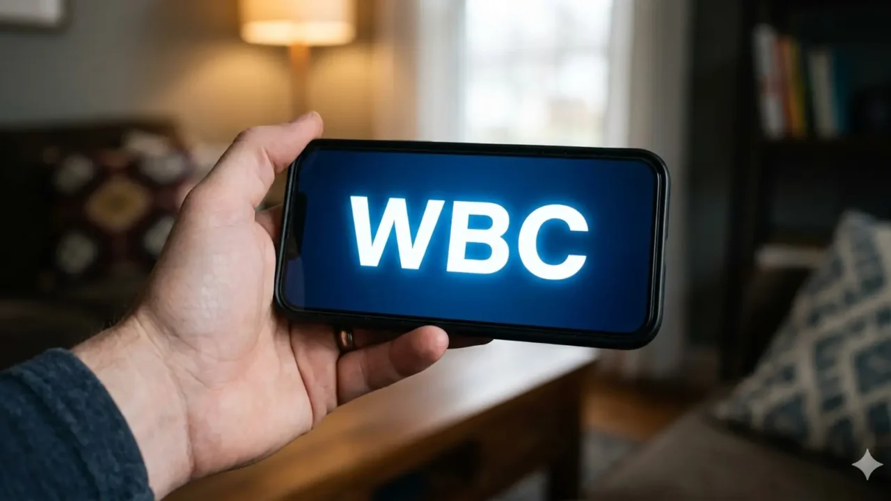 スマートフォンの画面に映るWBCの文字