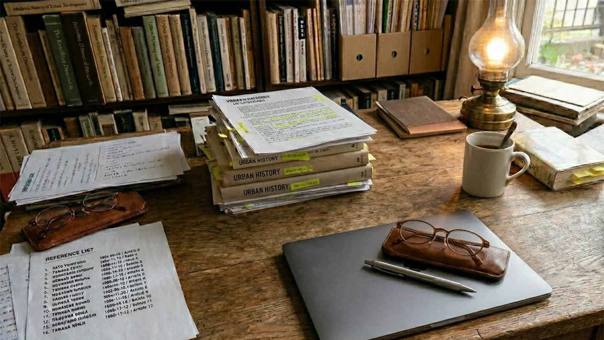 執筆後の机の上を表した画像です。